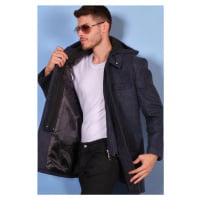 PLT8335 DEWBERRY MEN'S COAT-DIAGONAL BLUE-BLACK