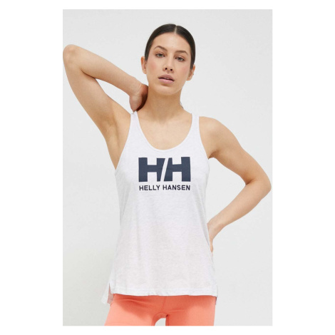 Bavlněný top Helly Hansen bílá barva, 33838-002