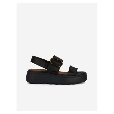 Černé dámské kožené sandály Geox Spherica