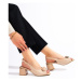 Pk Komfortní hnědé dámské sandály na širokém podpatku ruznobarevne