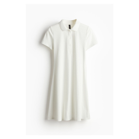 H & M - Žebrované šaty's límečkem - bílá H&M