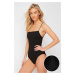 Trendyol Black Square Neck Regular Textured Swimsuit