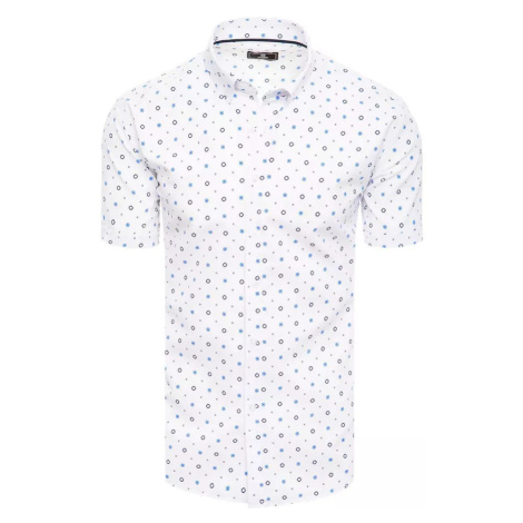 Buďchlap Bílá pánská košile s jednoduchým modrým vzorem