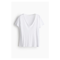 H & M - Tričko z lněné směsi - bílá