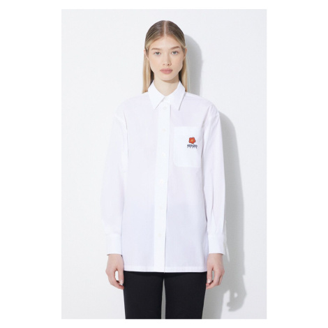 Bavlněná košile Kenzo Boke Flower Oversize Shirt bílá barva, relaxed, s klasickým límcem, FD52CH