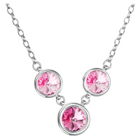 Evolution Group Stříbrný náhrdelník se Swarovski krystaly růžový kulatý 32033.3 rose