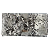 Velká dámská luxusní kožená peněženka Sadrey, šedá se zvířecím hadím motivem