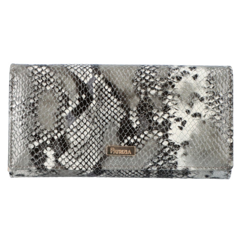 Velká dámská luxusní kožená peněženka Sadrey, šedá se zvířecím hadím motivem PATRIZIA