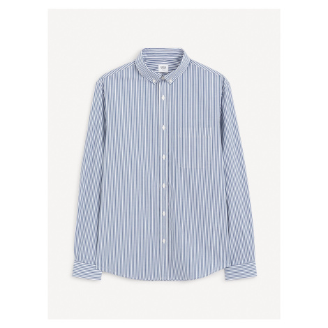 Modrá pánská pruhovaná košile Celio Gaopur