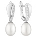 Gaura Pearls Stříbrné náušnice s bílou perlou a zirkony, stříbro 925/1000 SK23369EL/W Bílá