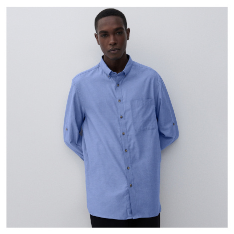 Reserved - Košile z texturované bavlny - Modrá