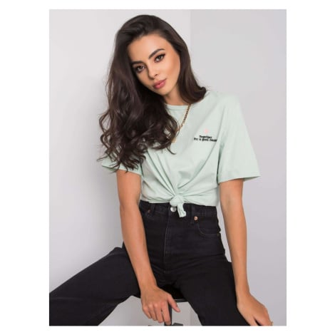 Women's mint t-shirt with embroidery Fashionhunters