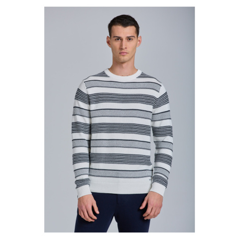 SVETR GANT D1. STRUCTURED STRIPED CREW bílá | Modio.cz