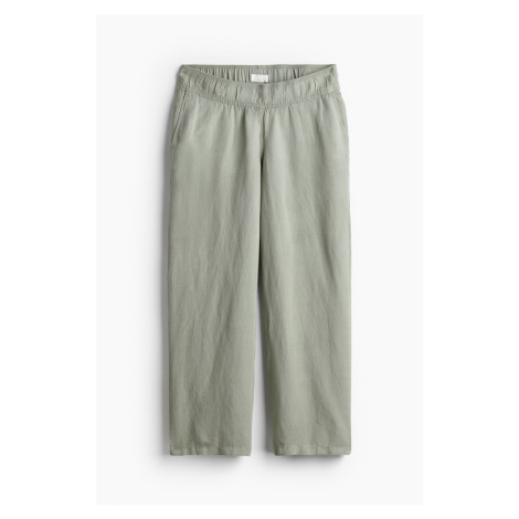 H & M - MAMA Kalhoty z lněné směsi Before & After - zelená H&M