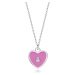 Dětský náhrdelník ze stříbra 925, nastavitelný - růžové srdce, čirý diamant