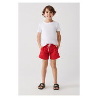 Avva Red Quick Dry Standard Size Plain Children's Comfort Fit Swimsuit Swim Shorts with Special 