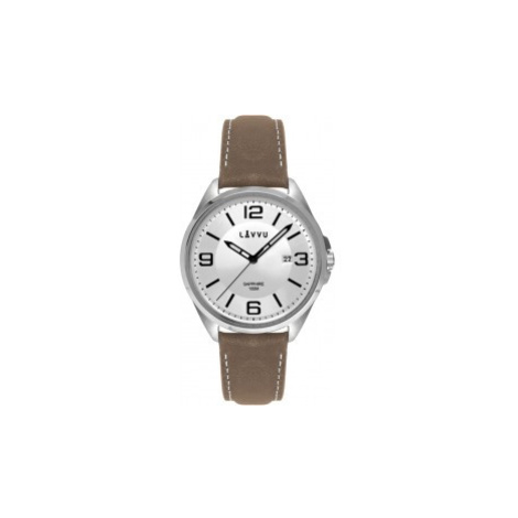LAVVU Pánské hodinky se safírovým sklem HERNING Silver / Top Grain Leather LWM0093