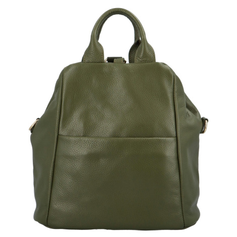 Luxusní dámský kožený kabelko-batoh Opu, zelená Delami Vera Pelle