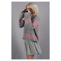 Madmext Gray Striped Knitwear Sweater