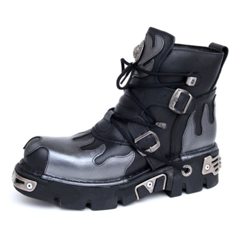 boty kožené dámské - flame shoes black-grey - new rock - m.288-s2