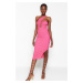 Trendyol Fuchsia Fitted Knitted Accessories Textured Elegant Evening Dress