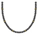 Manoki Pánský korálkový náhrdelník Miquel Gold - lávový kámen WA465BG Černá 55 cm