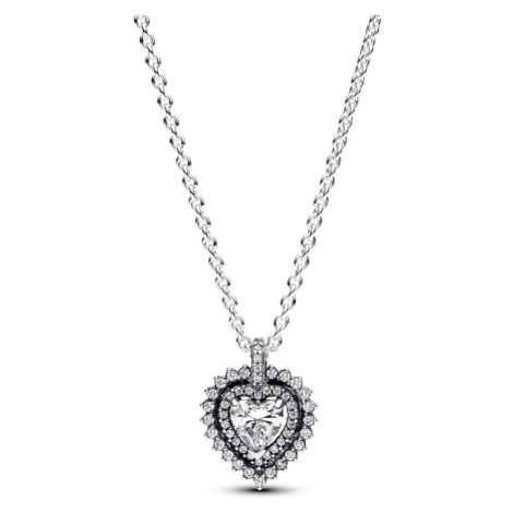 Pandora Stříbrný náhrdelník s třpytivým srdíčkem Timeless 393099C01-45