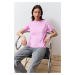 Trendyol Pink Leafy Loose/Comfortable Pattern Knitted T-Shirt