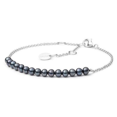 Gaura Pearls Perlový náramek Carina Black - sladkovodní perla, stříbro 925/1000 SK19221B/B 17 cm