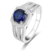 Beneto Stříbrný prsten s modrým krystalem AGG326