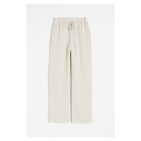H & M - Natahovací kalhoty z lněné směsi - béžová