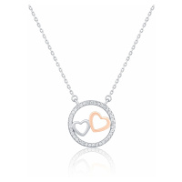 JVD Zamilovaný bicolor náhrdelník ze stříbra se zirkony SVLN0435XH2RO45
