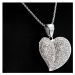 Dámský náhrdelník z chirurgické oceli Srdce s kamínky, stříbrný