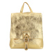 Dámský kožený batůžek kabelka zářivě zlatý - ItalY Francesco Small zlatá
