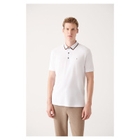 Avva Men's White 100% Cotton Regular Fit Polo Neck T-shirt
