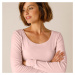Blancheporte Jednobarevné tričko s dlouhými rukávy, bio bavlna růžová pudrová