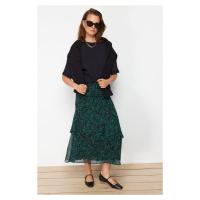 Trendyol Green Animal Patterned Woven Skirt With Lining
