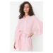 Trendyol Pink Striped Belted Balloons Behind the Sleeves Long Woven Shirt