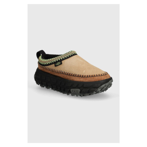 Semišové pantofle UGG Venture Daze dámské, béžová barva, na platformě, 1155650