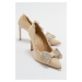 LuviShoes VEGAS Women's Beige Suede Heeled Shoes