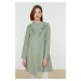 Trendyol Green Collar Ruffle Detailed Shirt With Pompom, Woven Cotton