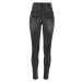 Ladies High Waist Skinny Jeans - black stone washed