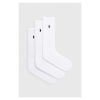 Ponožky Polo Ralph Lauren 3-pack pánské, bílá barva, 449655211
