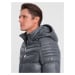 Men's quilted winter jacket with decorative zippers - graphite V3 OM-JAHP-22FW-010