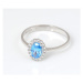 Dámský prsten z bílého zlata s modrým zirkonem PR0618F + DÁREK ZDARMA