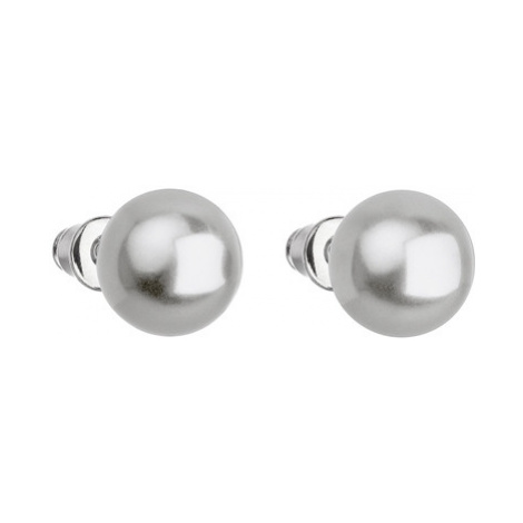 Náušnice bižuterie s perlou světle šedé kulaté 71070.3