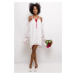 Letní volánkové šaty bílé s puntíky 61001-1