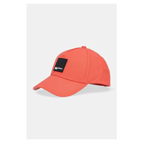 Bavlněná baseballová čepice Karl Lagerfeld Jeans oranžová barva, s potiskem, A1W33002