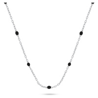 Brilio Silver Stříbrný náhrdelník s černými kuličkami NCL112WBC