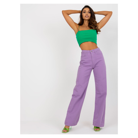 Světle fialové kalhoty s širokými nohavicemi a vysokým pasem --light violet Fialová BASIC